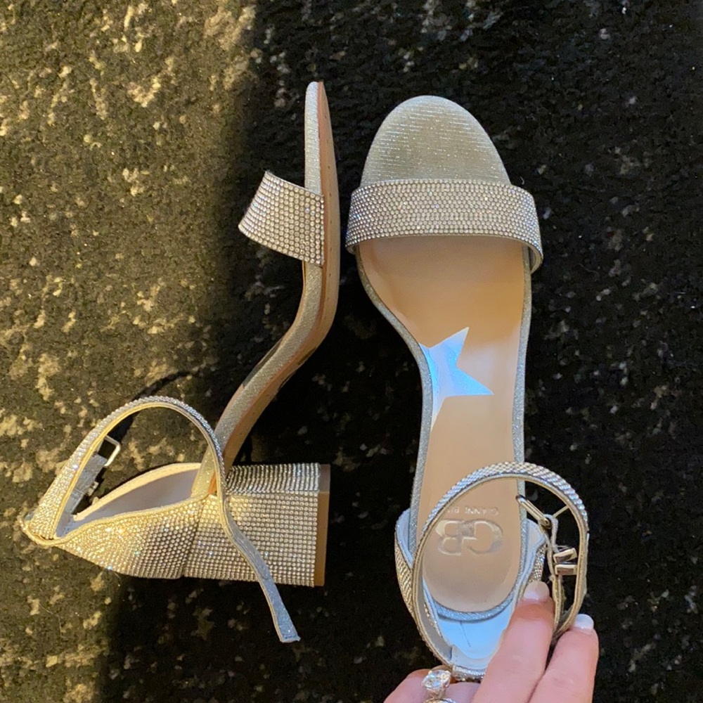 Unworn sparkle block heel